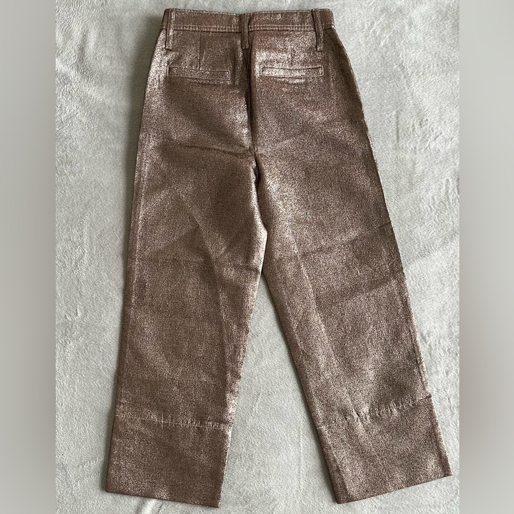 Madewell Slim Emmett Wide Leg Crop Metallic Pants 24 - Picture 5 of 10